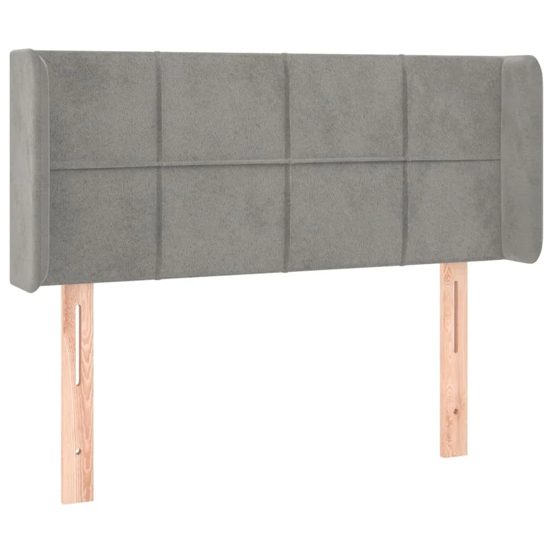 Tête de lit accessoire couchage chambre à coucher meuble avec rebord latéral 93 x 16 x 78/88 cm tissu velours gris clair TDL0205094
