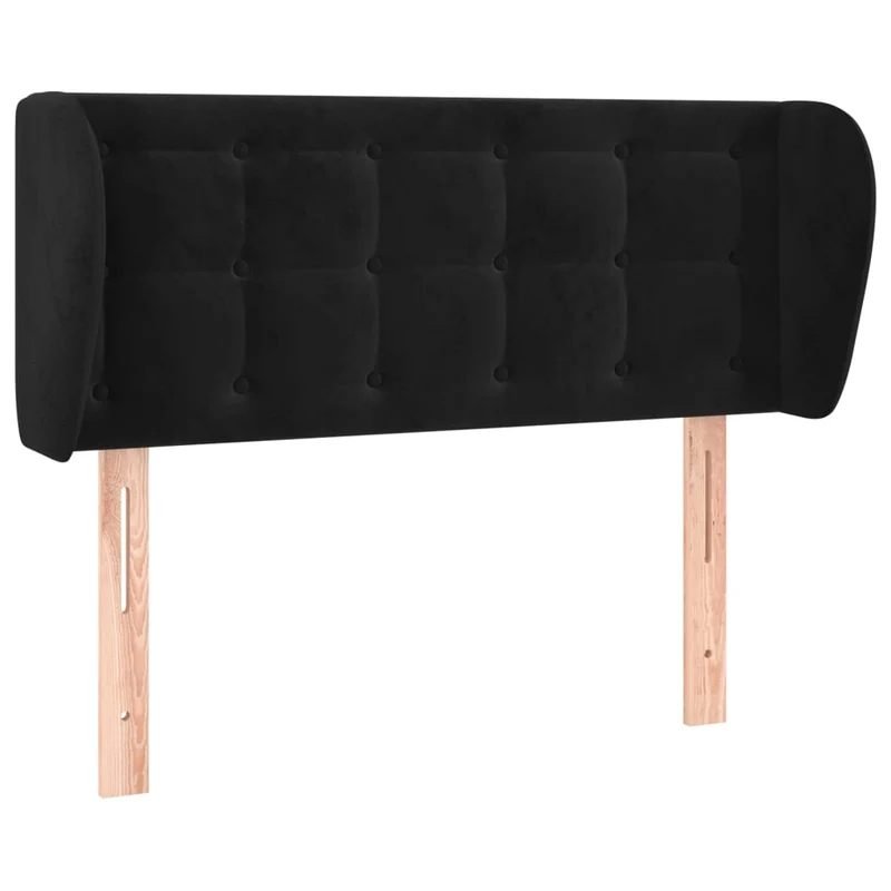 Tête de lit accessoire couchage chambre à coucher meuble avec rebord latéral capitonné 93 x 23 x 78/88 cm Tissu velours noir TDL0204374