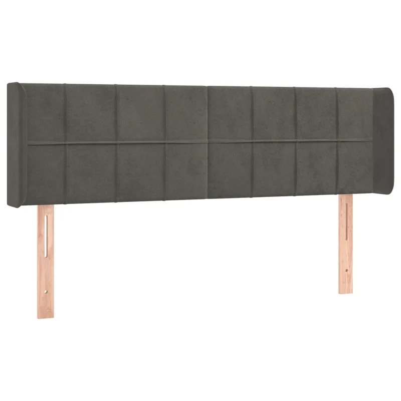 Tête de lit accessoire couchage chambre à coucher meuble à LED 147 x 16 x 78/88 cm tissu velours gris foncé TDL0201124