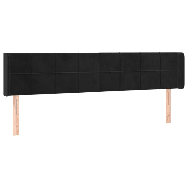 Tête de lit accessoire couchage chambre à coucher meuble avec rebord latéral 163 x 16 x 78/88 cm Tissu velours noir TDL0204532