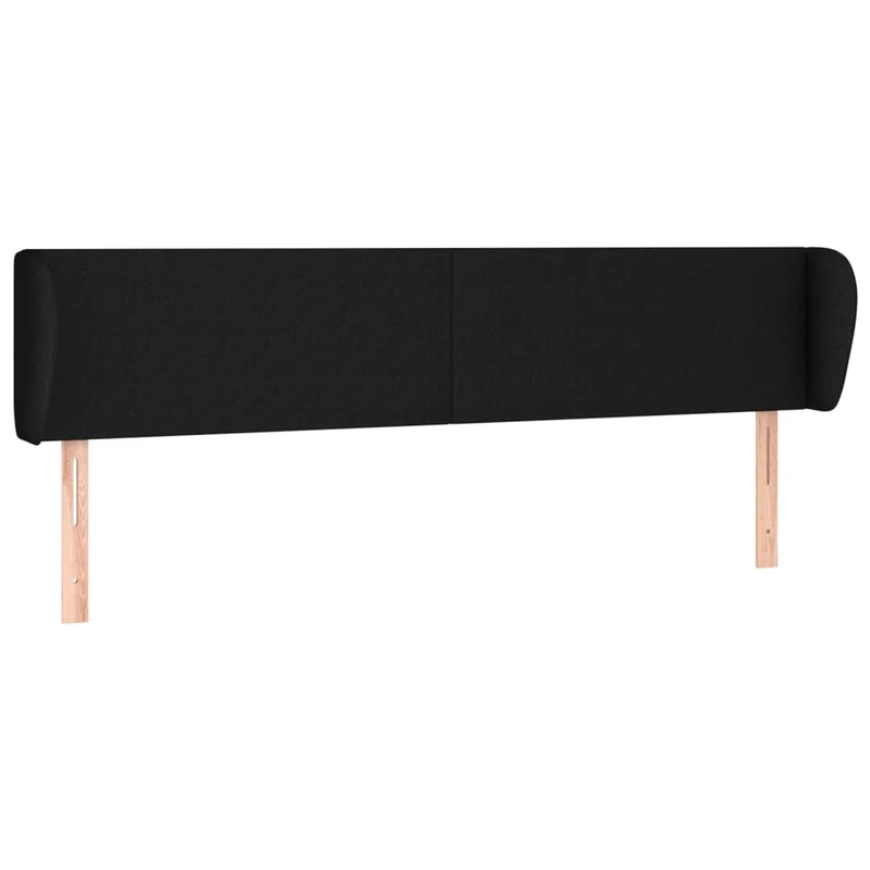 Tête de lit accessoire couchage chambre à coucher meuble avec rebord latéral 163 x 23 x 78/88 cm tissu noir TDL0204522