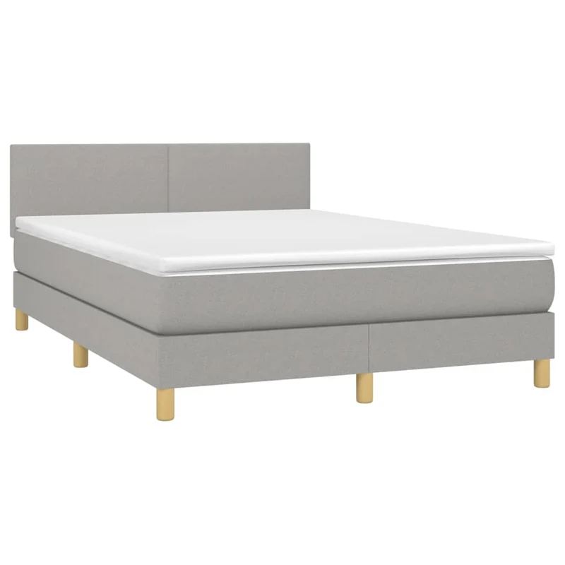 Cadre de lit LED avec sommier tête de lit matelas 140x190 cm tissu gris clair TDL0208553