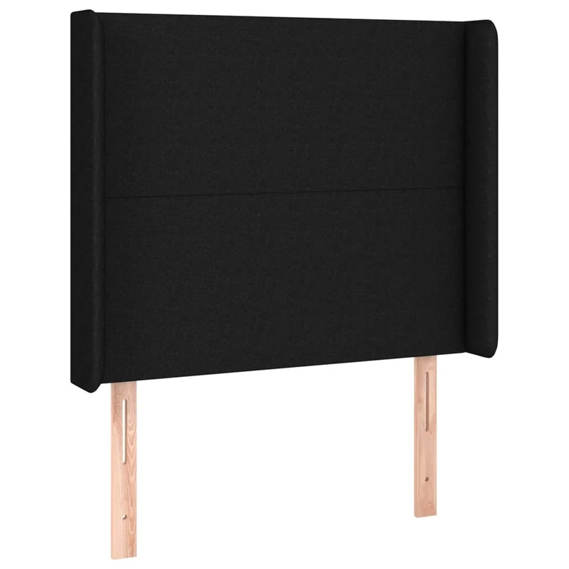 Tête de lit accessoire couchage chambre à coucher meuble avec rebord latéral 83 x 16 x 118/128 cm tissu noir TDL0204463