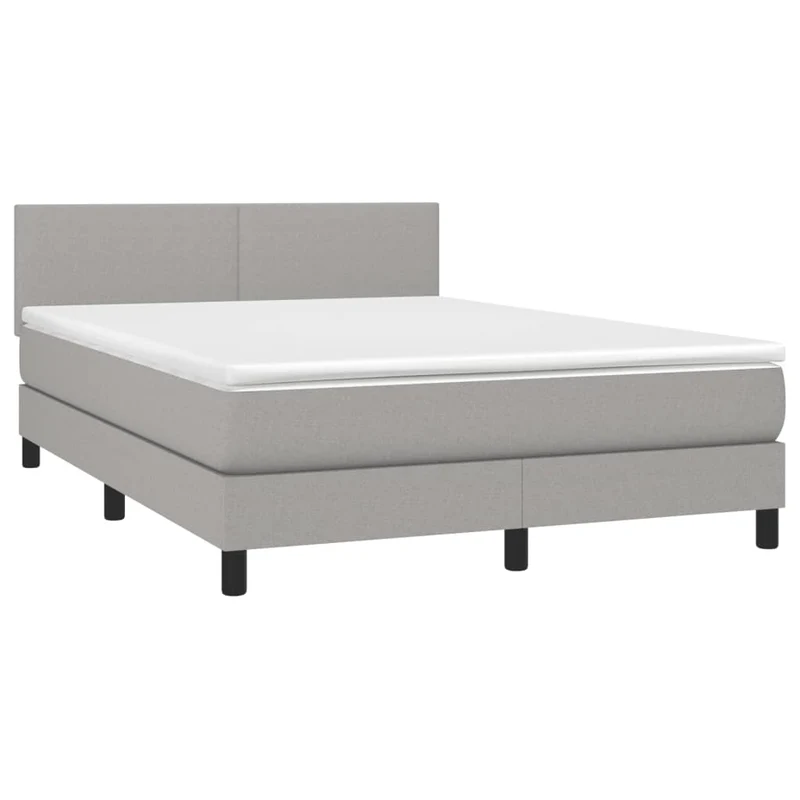 Cadre de lit LED avec sommier tête de lit matelas 140x190 cm tissu gris clair TDL0208570