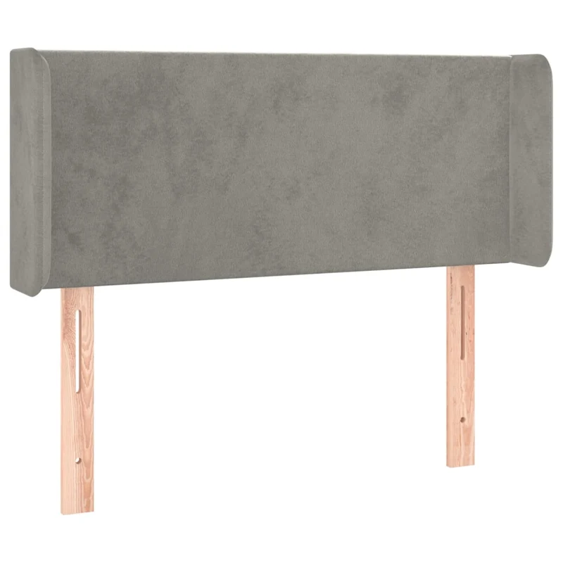 Tête de lit accessoire couchage chambre à coucher meuble avec rebord latéral 93 x 16 x 78/88 cm tissu velours gris clair TDL0205092