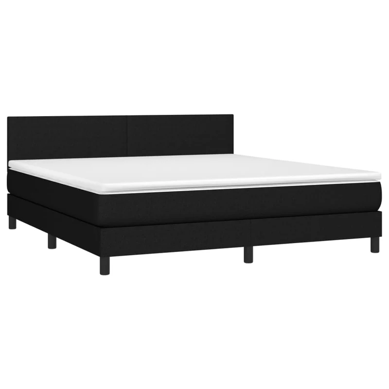 Cadre de lit LED avec sommier tête de lit matelas 160x200 cm tissu noir TDL0209180