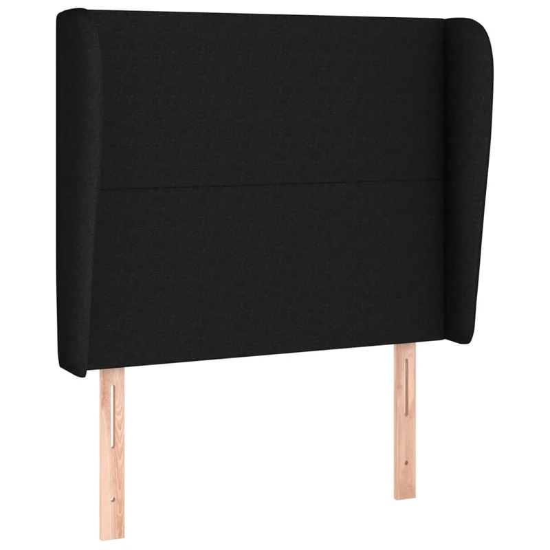 Tête de lit accessoire couchage chambre à coucher meuble avec rebord latéral 83 x 23 x 118/128 cm tissu noir TDL0204435