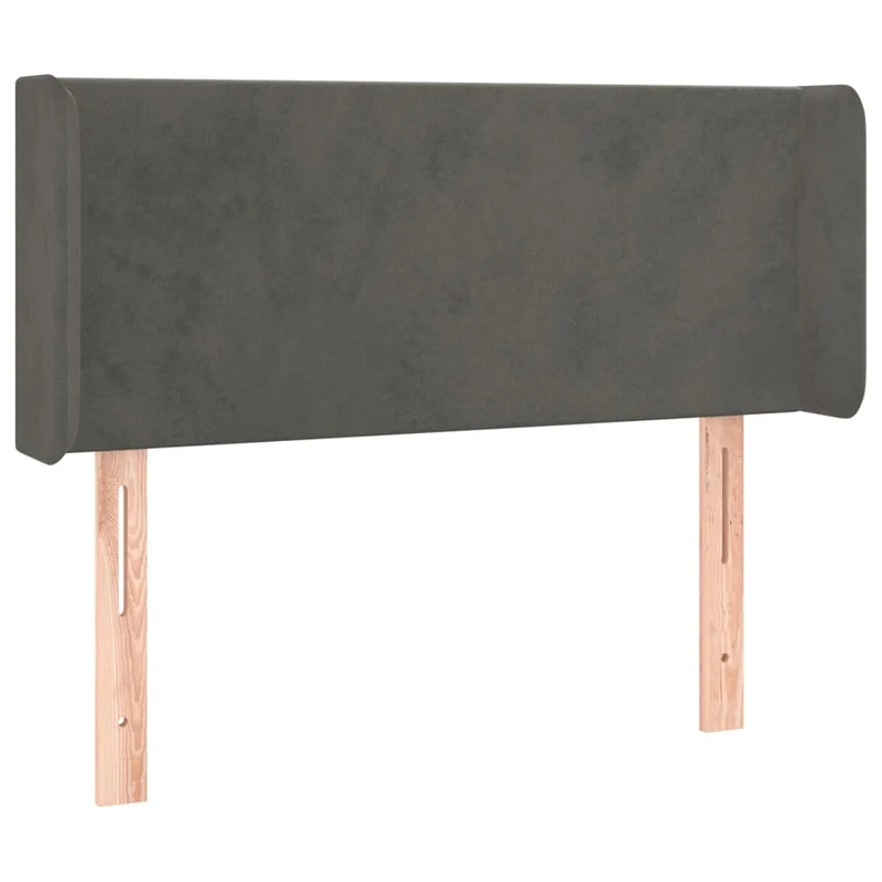 Tête de lit accessoire couchage chambre à coucher meuble avec rebord latéral 93 x 16 x 78/88 cm tissu velours gris foncé TDL0204859