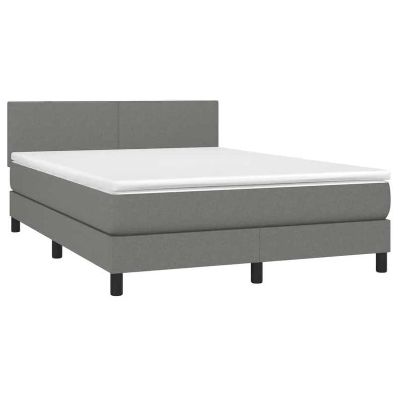 Cadre de lit LED avec sommier tête de lit matelas 140x190 cm tissu gris foncé TDL0208379