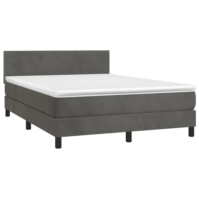 Cadre de lit LED avec sommier tête de lit matelas surmatelas 140x200 cm tissu velours gris foncé TDL0207712