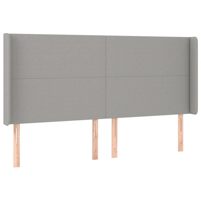 Tête de lit accessoire couchage chambre à coucher meuble avec rebord latéral 203 x 16 x 118/128 cm tissu gris clair TDL0205190