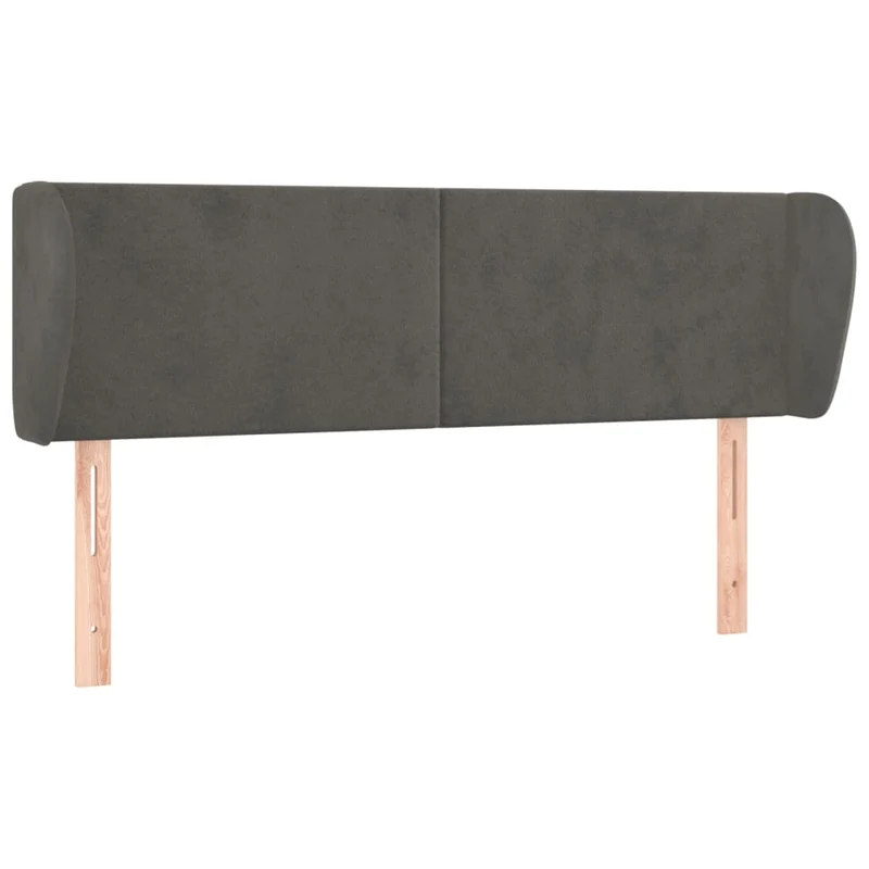 Tête de lit accessoire couchage chambre à coucher meuble avec rebord latéral 147 x 23 x 78/88 cm tissu velours gris foncé TDL0204993