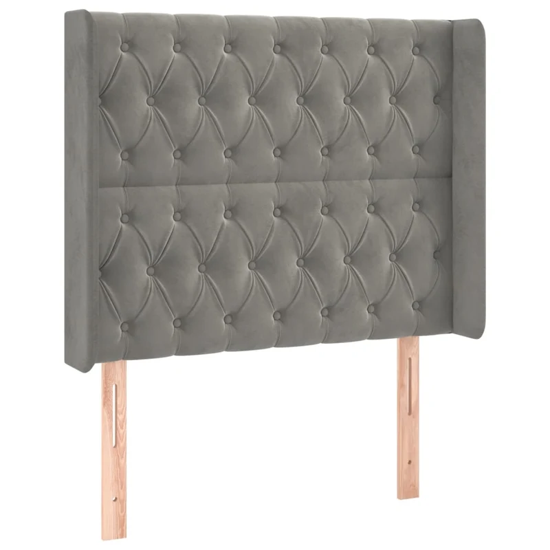 Tête de lit accessoire couchage chambre à coucher meuble à LED 103 x 16 x 118/128 cm tissu velours gris clair TDL0201432