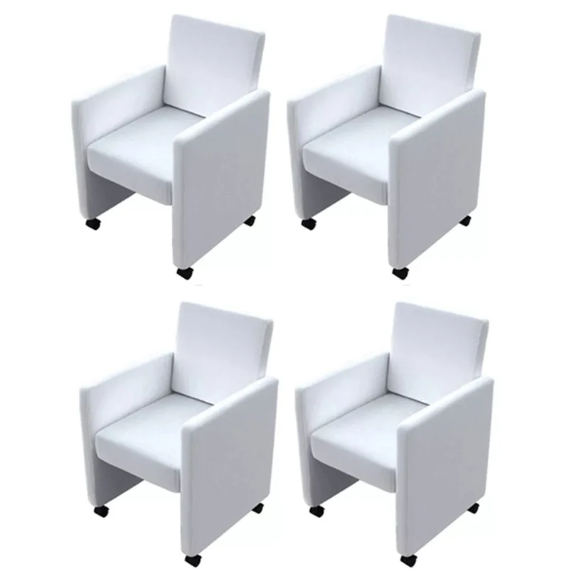 Lot de 4 chaises de salle à manger cuisine style moderne et confortable en synthétique blanc CDS021244