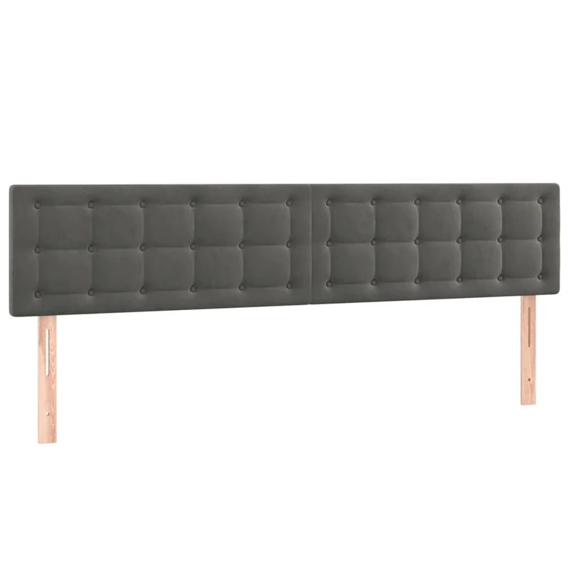 Tête de lit accessoire couchage chambre à coucher meuble à LED 200 x 5 x 78/88 cm tissu velours gris foncé TDL0201071