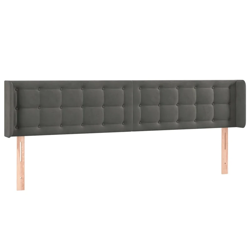 Tête de lit accessoire couchage chambre à coucher meuble à LED 203 x 16 x 78/88 cm tissu velours gris foncé TDL0201049