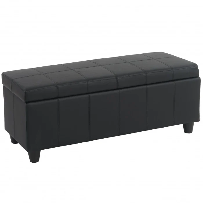Banc banquette coffre de rangement synthétique noir 112x45x45cm BAN04002