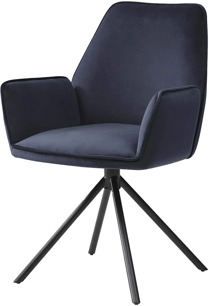 Chaise fauteuil rembourré salon bureau avec accoudoirs rotation 90° en velours gris anthracite FAL04032