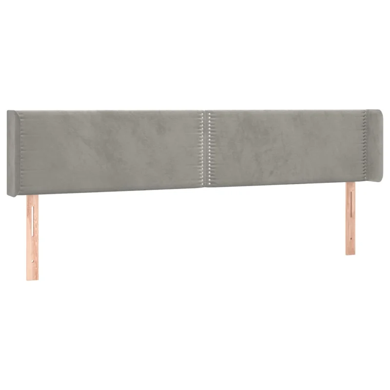 Tête de lit accessoire couchage chambre à coucher meuble à LED 203 x 16 x 78/88 cm tissu velours gris clair TDL0201284