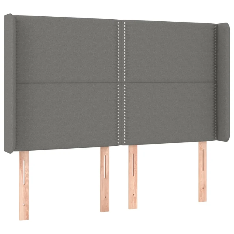 Tête de lit accessoire couchage chambre à coucher meuble à LED 147 x 16 x 118/128 cm tissu gris foncé TDL0201141
