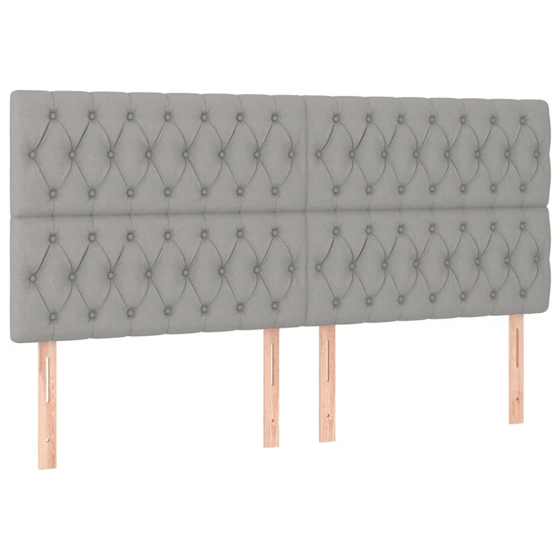 Tête de lit accessoire couchage chambre à coucher meuble à LED 200 x 7 x 118/128 cm tissu gris clair TDL0201309