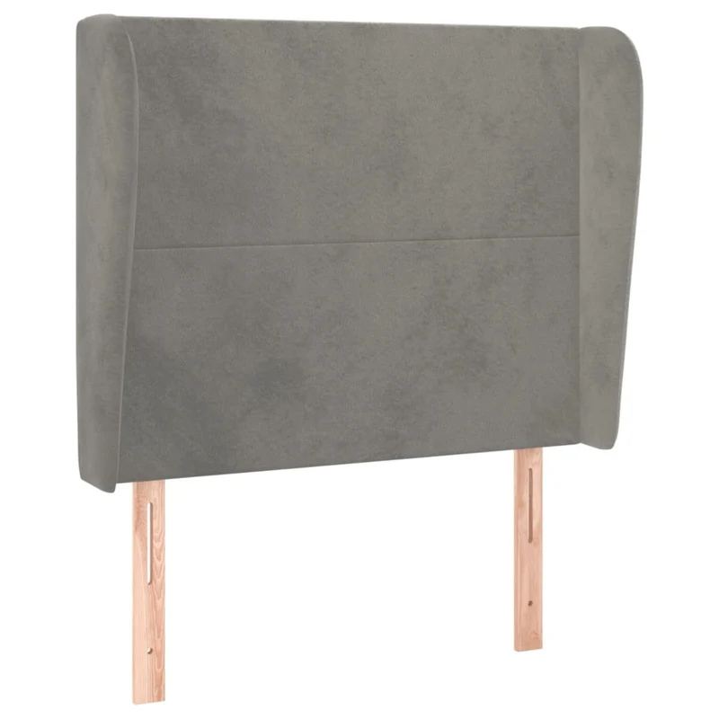 Tête de lit accessoire couchage chambre à coucher meuble avec rebord latéral 103 x 23 x 118/128 cm tissu velours gris clair TDL0205289