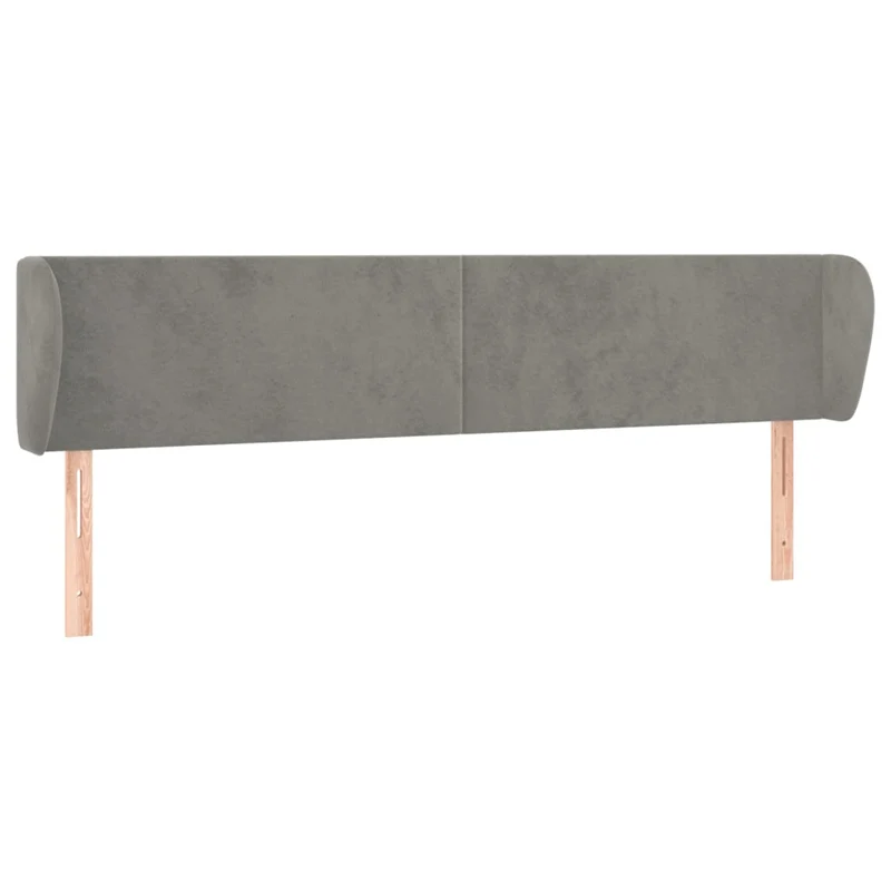 Tête de lit accessoire couchage chambre à coucher meuble avec rebord latéral 203 x 23 x 78/88 cm tissu velours gris clair TDL0205155