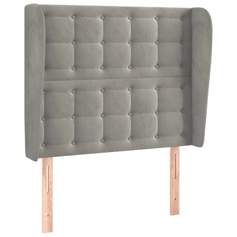 Tête de lit accessoire couchage chambre à coucher meuble capitonné avec rebord latéral 103 x 23 x 118/128 cm tissu velours gris clair TDL0205295