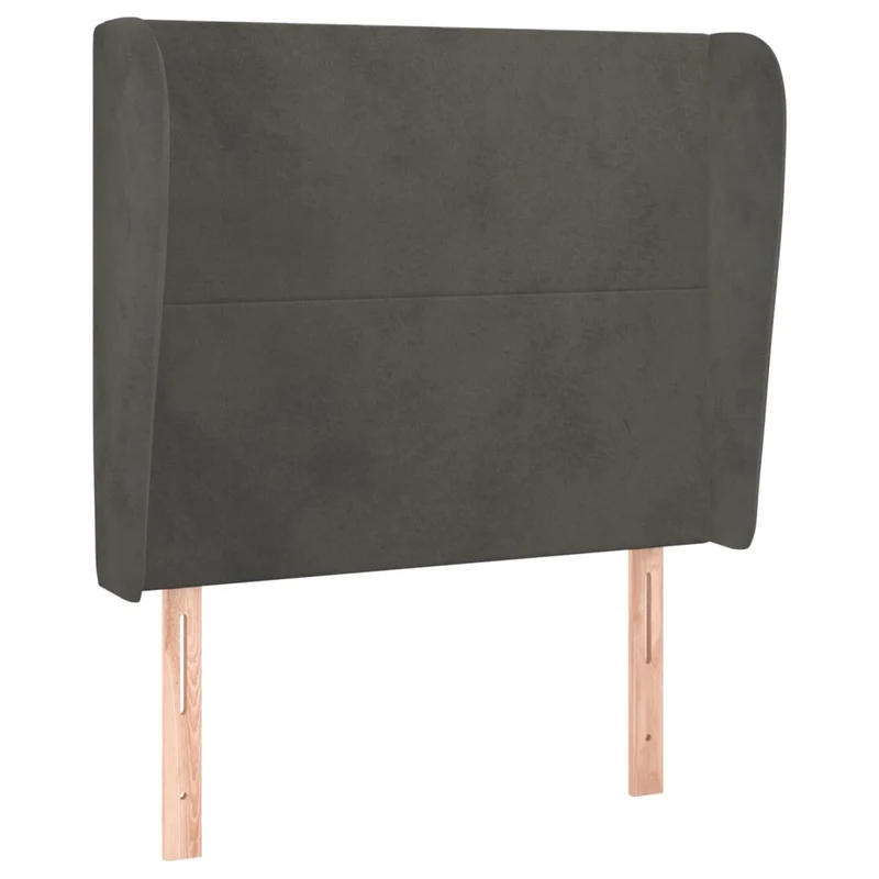 Tête de lit accessoire couchage chambre à coucher meuble avec rebord latéral 103 x 23 x 118/128 cm tissu velours gris foncé TDL0205043
