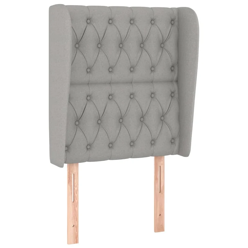 Tête de lit accessoire couchage chambre à coucher meuble capitonné avec rebord latéral 83 x 23 x 118/128 cm tissu gris clair TDL0205128