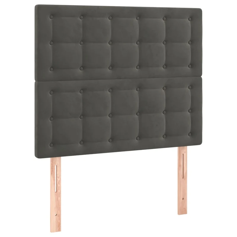 Tête de lit accessoire couchage chambre à coucher meuble capitonné 2 parties 100 x 5 x 78/88 cm tissu velours gris foncé TDL0206383