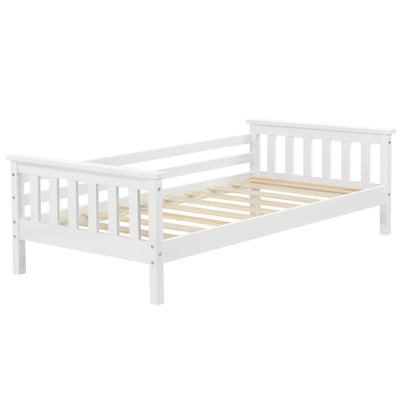 Lit pour enfant avec sommier à lattes structure en bois de pin blanc 70 x 140 cm 03_0005447