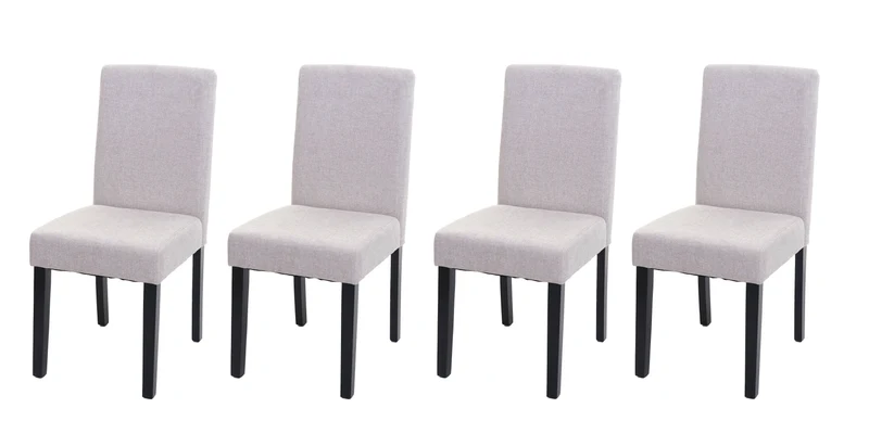 Lot de 4 chaises de salle à manger en tissu crème pieds foncés CDS04560