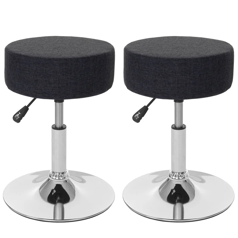 Set de 2 tabourets sièges polyvalent hauteur réglable pivotant Ø 35cm tissu gris foncé 04_0005217