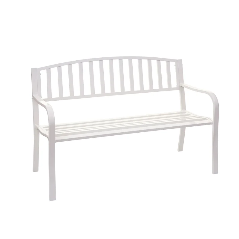 Banc de jardin 2 places en acier enduit de poudre blanc 04_0001114