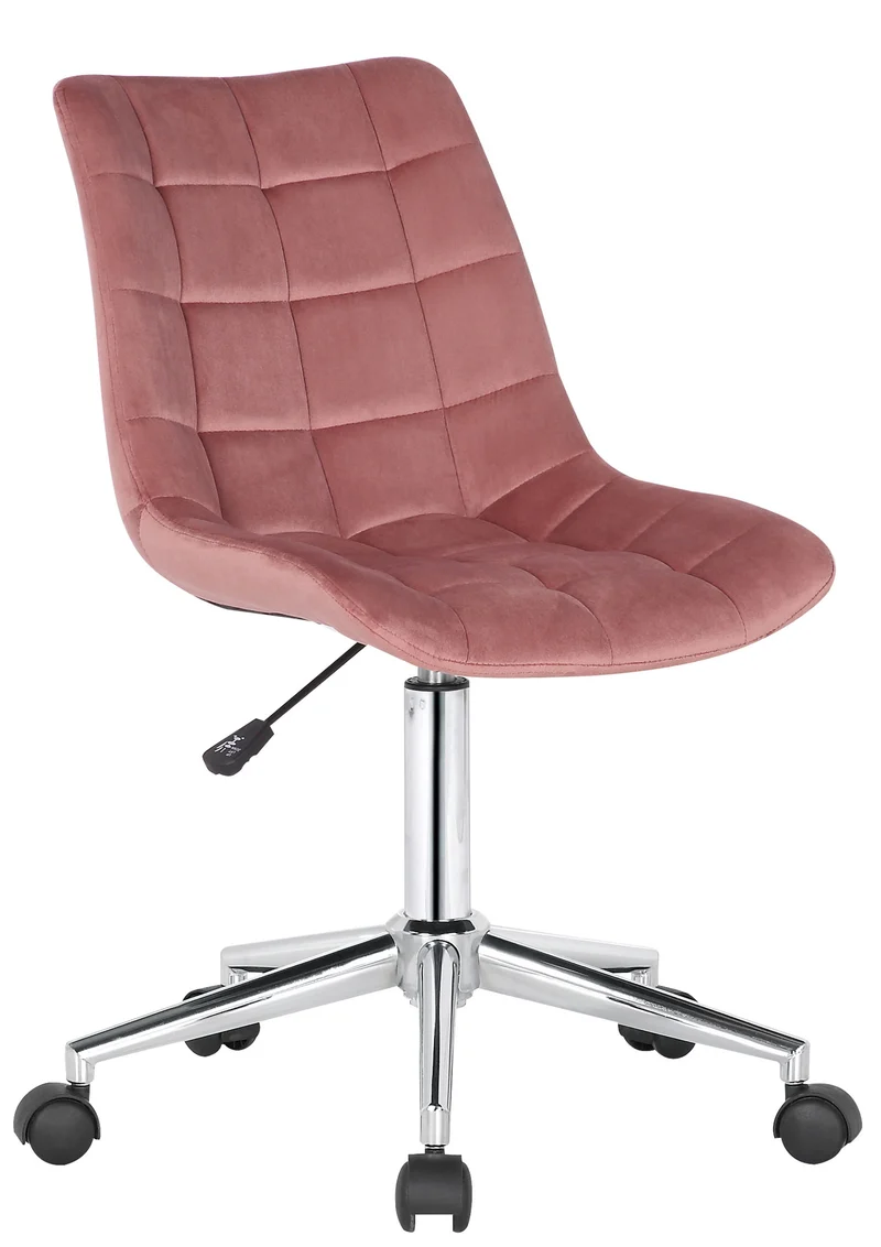 Chaise de bureau en velours rose sur roulettes design moderne hauteur réglable BUR10598