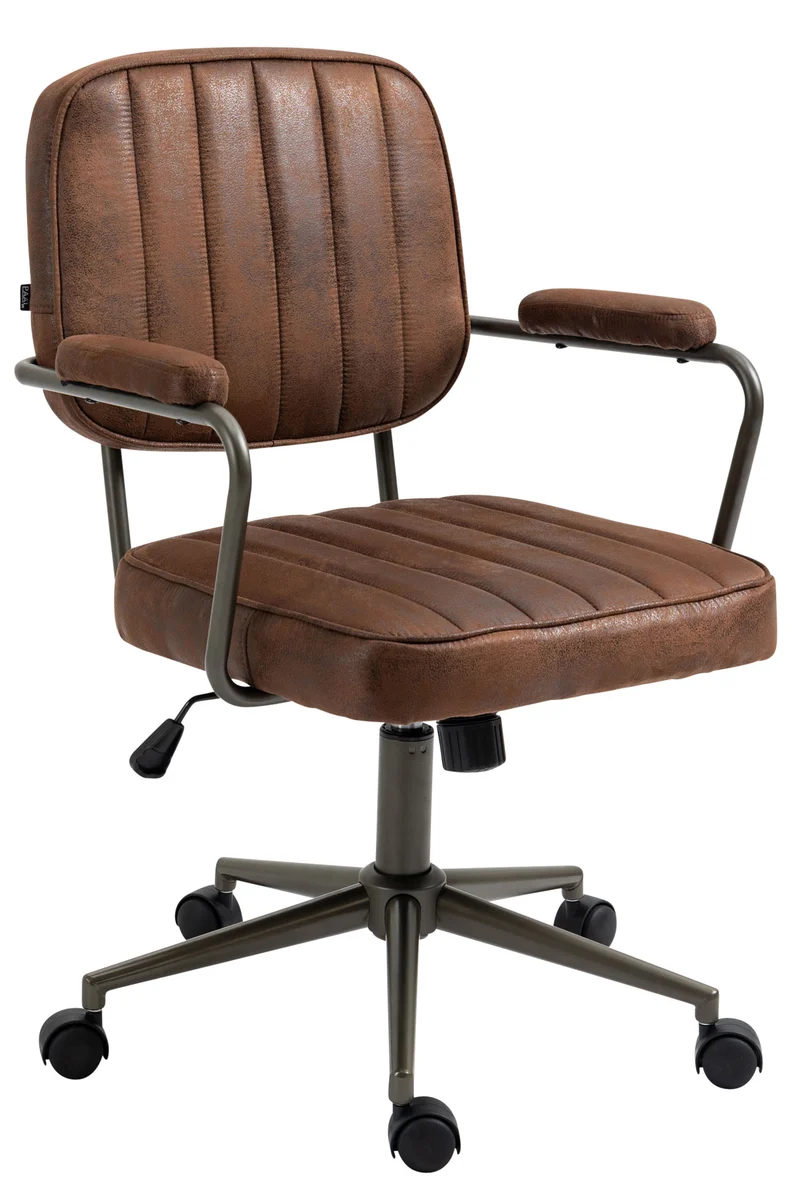 Fauteuil de bureau industriel vintage sur roulettes en synthétique marron vieilli hauteur réglable BUR10685