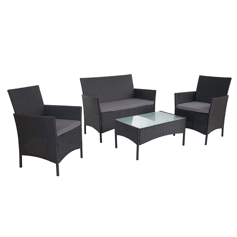 2-1-1 Salon de jardin Garnir Halden, Assis Chambre Lounge Set Sofa ~ Anthracite, Coussin Anthracite 04_0000055