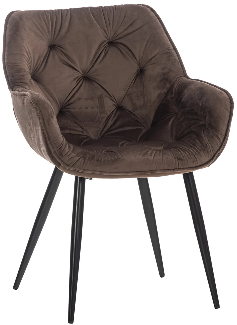 Chaise de coiffeuse salon bureau rembourré confortable et moderne capitonné velours marron FAL10533