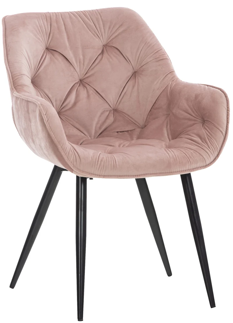 Chaise de coiffeuse salon bureau rembourré confortable et moderne capitonné velours rose FAL10528