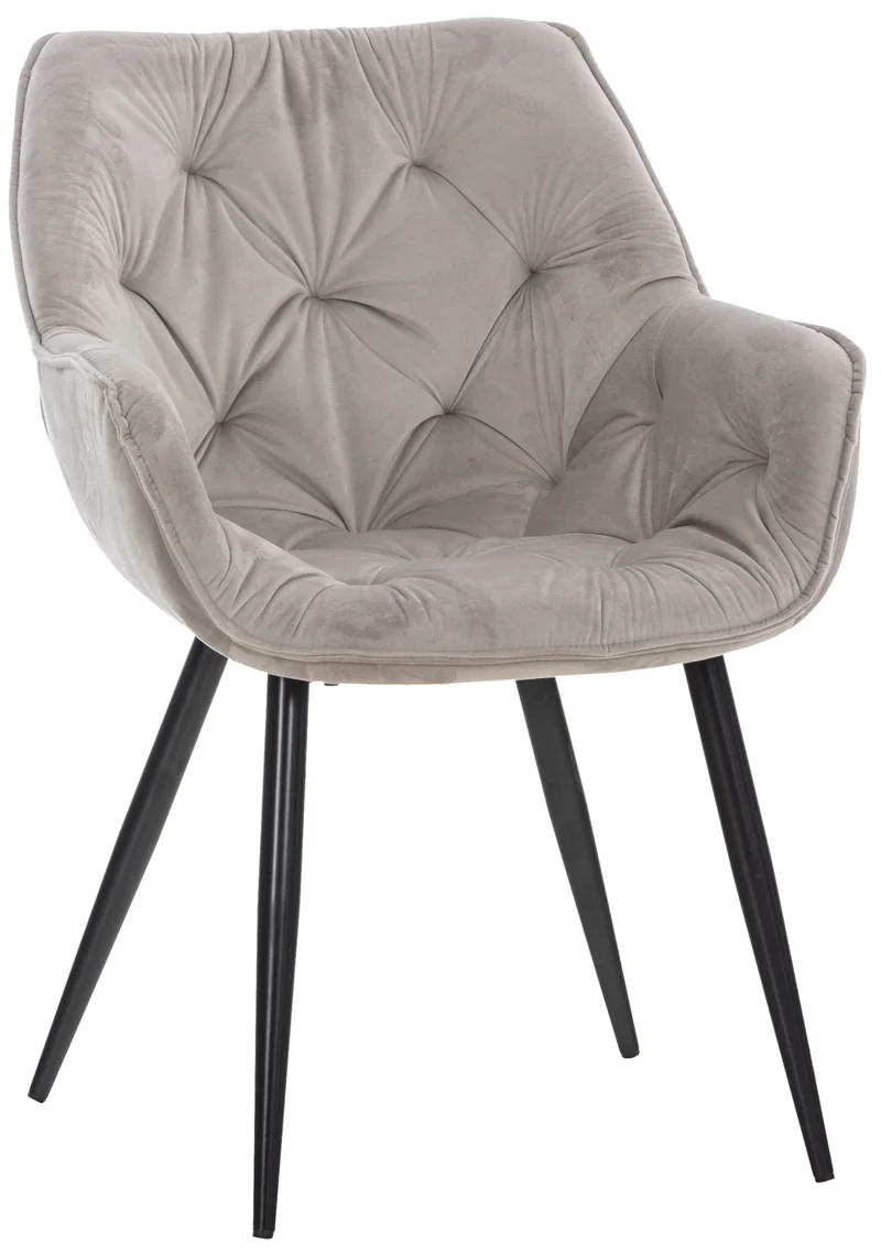 Chaise de coiffeuse salon bureau rembourré confortable et moderne capitonné velours gris FAL10526