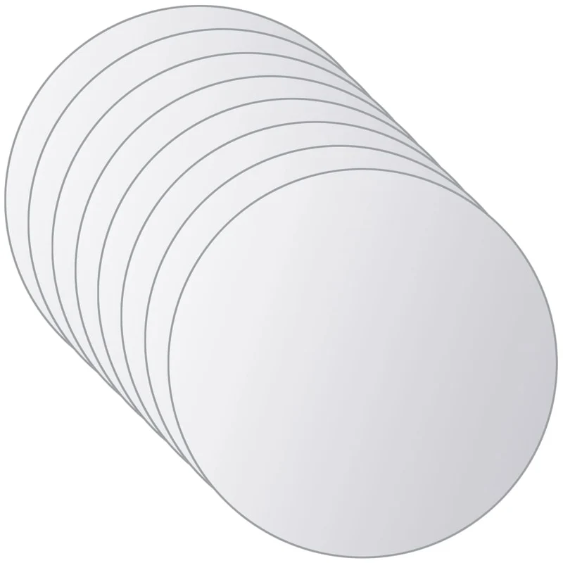 Set de 16 carreaux de miroir rond verre avec bandes adhésives DEC022836