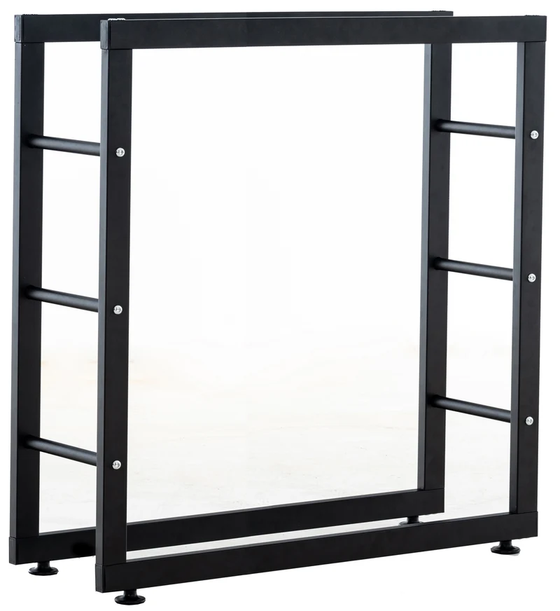 Range-bûches étagère support bois de cheminée 25x80x80 cm métal mat noir DEC10029