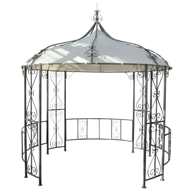 Pergola pavillon arche de jardin rond tonnelle chapiteau tente de réception cadre en acier robuste Ø 3m crème 04_0004059