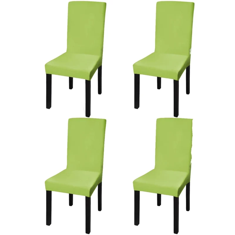 Housse de chaise droite extensible 4 pcs vert DEC022376
