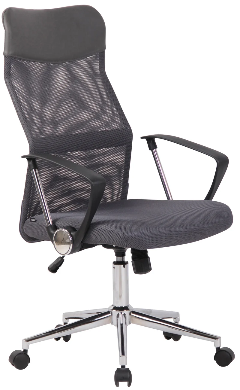 Fauteuil de bureau sur roulettes forme ergonomique hauteur réglable pivotant en maille gris BUR10587