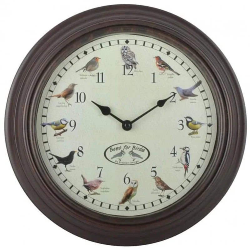 Horloge murale avec sons d'oiseaux 30,1 x 4,5 cm DEC022245