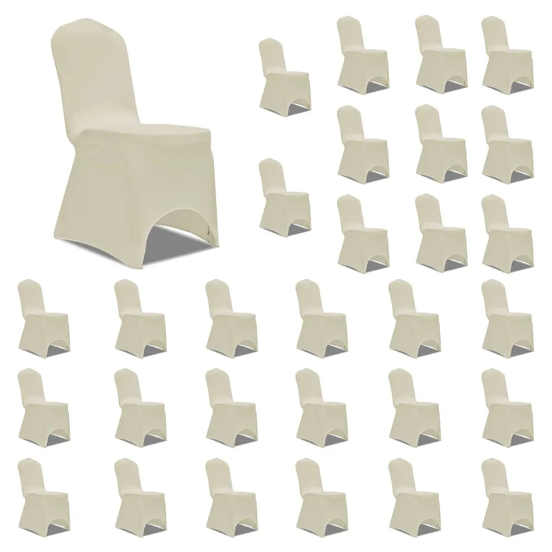 Housses élastiques de chaise Crème 30 pièces DEC022538