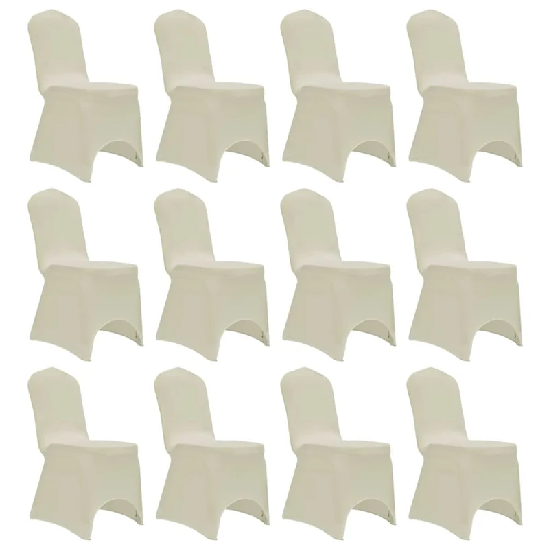 Housses élastiques de chaise Crème 12 pièces DEC022525