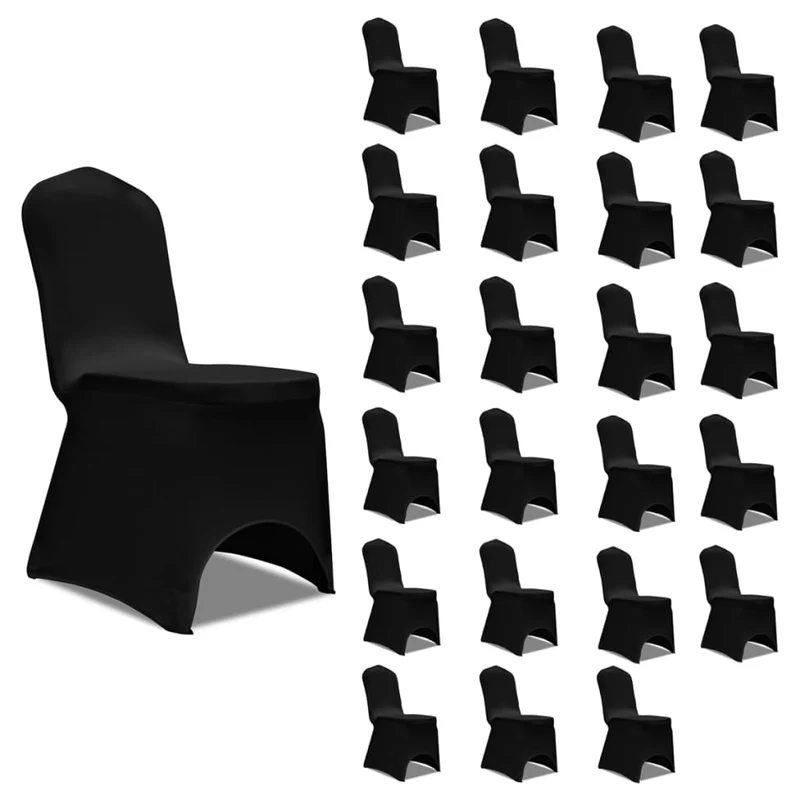 Housses élastiques de chaise Noir 24 pièces DEC022534